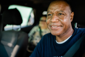 UZURV driver with passenger in the backseat